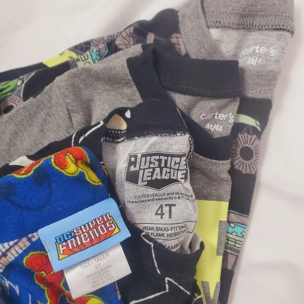 Toddler Boys Pajama Lot Size 3T 4T Carters Marvel Batman Trucks Longsleeve Pants